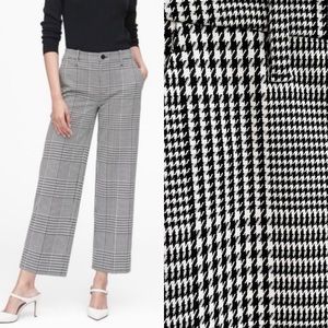 Banana Republic Crop Wide Leg Trousers Black & White Houndstooth Glenn Plaid 8